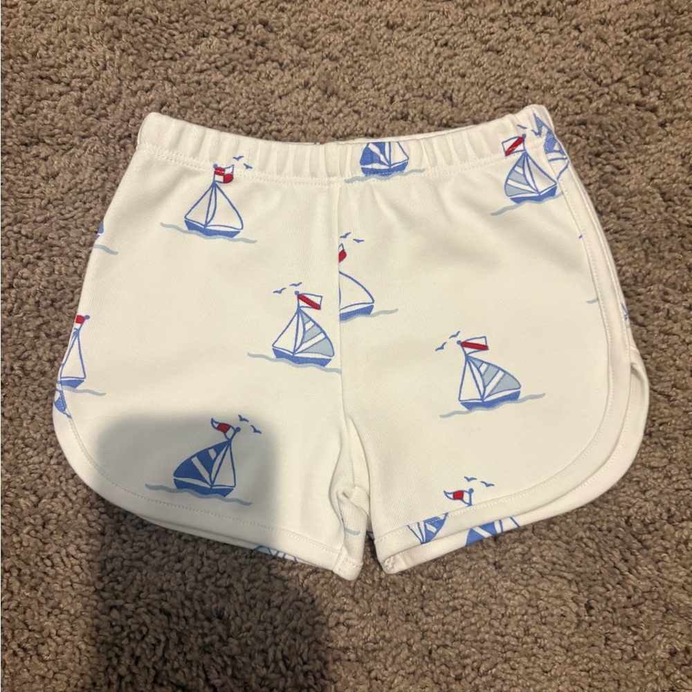 The Beaufort Bonnet Company White and Blue Sailboat Shorts